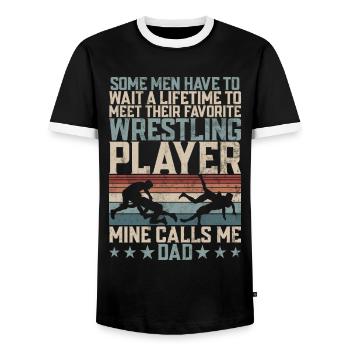 Wrestling Dad Wrestler Männer Vatertag - Männer Kontrast-T-Shirt - Schwarz/Weiß - Vorne - AI Model Female 172 light (172cm) & AI Model Male 178 light (178cm)
