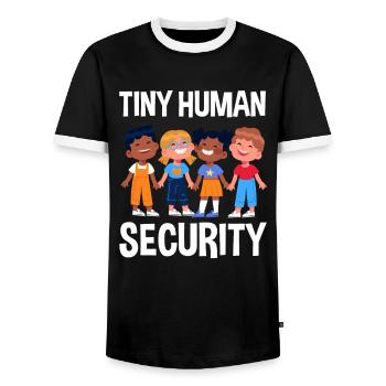 Little people safety daycare center - Men's Ringer Shirt - black/white - Front - AI Model Female 172 light (172cm) & AI Model Male 178 light (178cm)