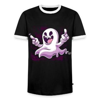 Appât fantôme Paranormal Chasseur de fantômes - T-shirt contrasté Homme - noir/blanc - Devant - AI Model Female 172 light (172cm) & AI Model Male 178 light (178cm)