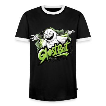 Appât fantôme Paranormal Chasseur de fantômes - T-shirt contrasté Homme - noir/blanc - Devant - AI Model Female 172 light (172cm) & AI Model Male 178 light (178cm)