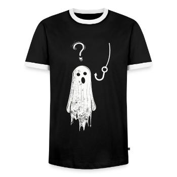 Ghost Bait Paranormal Ghost Hunter - Men's Ringer Shirt - black/white - Front - AI Model Female 172 light (172cm) & AI Model Male 178 light (178cm)