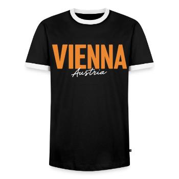 Vienna Austria Souvenir for Travel - Men's Ringer Shirt - black/white - Front - AI Model Female 172 light (172cm) & AI Model Male 178 light (178cm)