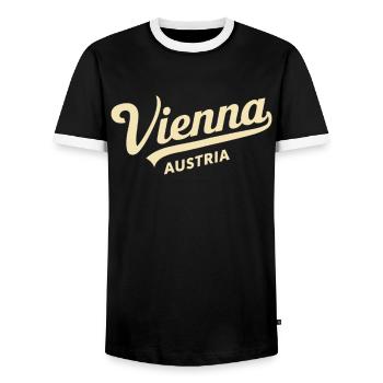 Vienna Austria Souvenir Retro Schriftzug - Männer Kontrast-T-Shirt - Schwarz/Weiß - Vorne - AI Model Female 172 light (172cm) & AI Model Male 178 light (178cm)