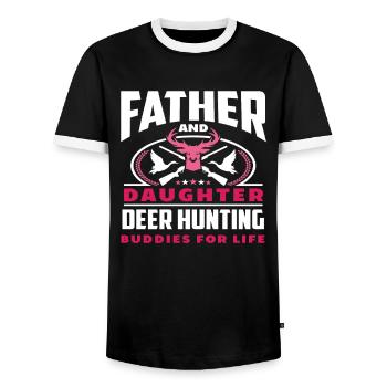 Père et fille Hirschjäger amis pour la vie - T-shirt contrasté Homme - noir/blanc - Devant - AI Model Female 172 light (172cm) & AI Model Male 178 light (178cm)
