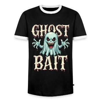 Appât fantôme Halloween Geist Gespenst Geister - T-shirt contrasté Homme - noir/blanc - Devant - AI Model Female 172 light (172cm) & AI Model Male 178 light (178cm)