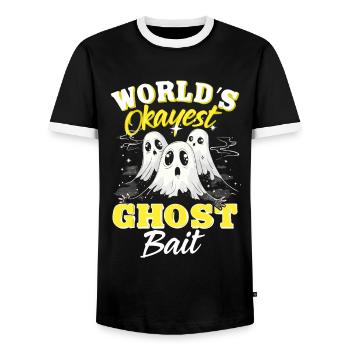 Appât fantôme Paranormal Chasseur de fantômes - T-shirt contrasté Homme - noir/blanc - Devant - AI Model Female 172 light (172cm) & AI Model Male 178 light (178cm)