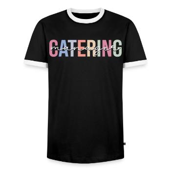 Catering Manager Catering Server - Men's Ringer Shirt - black/white - Front - AI Model Female 172 light (172cm) & AI Model Male 178 light (178cm)