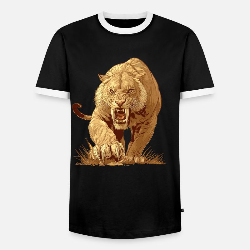 Saber-Toothed Tiger Sabertooth Tiger - Men's Ringer Shirt - black/white