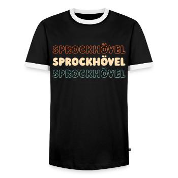 Deutsche Stadt Sprockhövel Nordrheinwestfalen - Männer Kontrast-T-Shirt - Schwarz/Weiß - Vorne - AI Model Female 172 light (172cm) & AI Model Male 178 light (178cm)