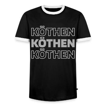 German city of Köthen Saxony-Anhalt - Men's Ringer Shirt - black/white - Front - AI Model Female 172 light (172cm) & AI Model Male 178 light (178cm)
