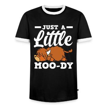 Just a little moody Highland cow - Men's Ringer Shirt - black/white - Front - AI Model Female 172 light (172cm) & AI Model Male 178 light (178cm)