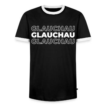 Ville allemande de Glauchau, Saxe - T-shirt contrasté Homme - noir/blanc - Devant - AI Model Female 172 light (172cm) & AI Model Male 178 light (178cm)
