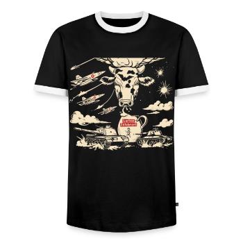 Lactose tolerant or lactose intolerant - Men's Ringer Shirt - black/white - Front - AI Model Female 172 light (172cm) & AI Model Male 178 light (178cm)
