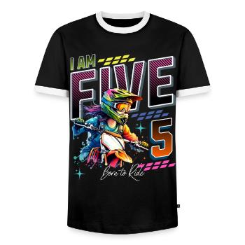5ème anniversaire des filles de motocross - T-shirt contrasté Homme - noir/blanc - Devant - AI Model Female 172 light (172cm) & AI Model Male 178 light (178cm)