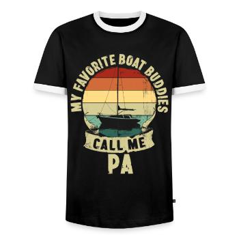 Boat Buddies Fête des pères Père Enfants Cadeau - T-shirt contrasté Homme - noir/blanc - Devant - AI Model Female 172 light (172cm) & AI Model Male 178 light (178cm)