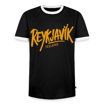Reykjavik Iceland Souvenir - Männer Kontrast-T-Shirt - Schwarz/Weiß - Vorne - AI Model Female 172 light (172cm) & AI Model Male 178 light (178cm)