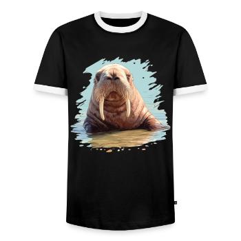 Walrus Walrosse Walross - Männer Kontrast-T-Shirt - Schwarz/Weiß - Vorne - AI Model Female 172 light (172cm) & AI Model Male 178 light (178cm)