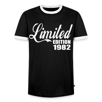 Edition limitée 1982 - T-shirt contrasté Homme - noir/blanc - Devant - AI Model Female 172 light (172cm) & AI Model Male 178 light (178cm)