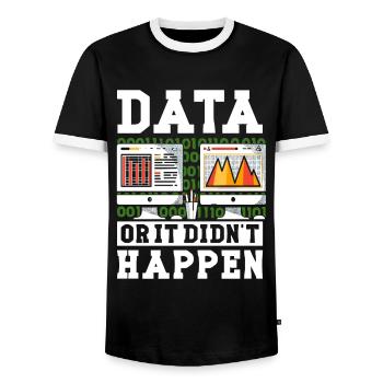 Data or it didn't happen Big Data - Men's Ringer Shirt - black/white - Front - AI Model Female 172 light (172cm) & AI Model Male 178 light (178cm)