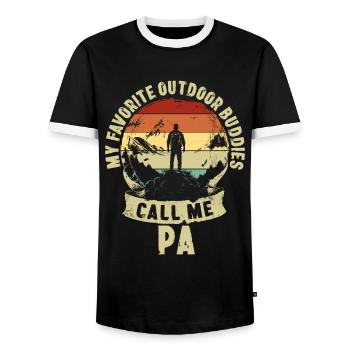 Outdoor Buddies Father's Day Father Kids Gift - Men's Ringer Shirt - black/white - Front - AI Model Female 172 light (172cm) & AI Model Male 178 light (178cm)