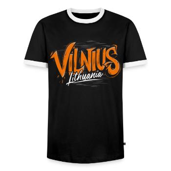 Vilnius Lithuania Souvenir - Männer Kontrast-T-Shirt - Schwarz/Weiß - Vorne - AI Model Female 172 light (172cm) & AI Model Male 178 light (178cm)