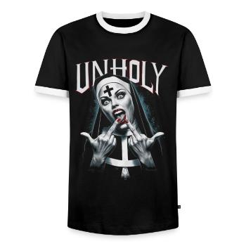Provokant und Ausdrucksstark – Rebellische Mode - Männer Kontrast-T-Shirt - Schwarz/Weiß - Vorne - AI Model Female 172 light (172cm) & AI Model Male 178 light (178cm)