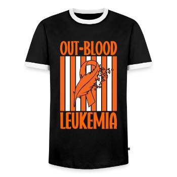 leukemia awareness blood cancer fight - Men's Ringer Shirt - black/white - Front - AI Model Female 172 light (172cm) & AI Model Male 178 light (178cm)