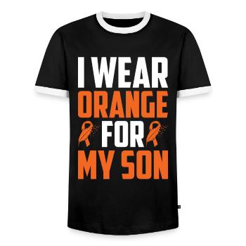 leukemia awareness blood cancer fight - Men's Ringer Shirt - black/white - Front - AI Model Female 172 light (172cm) & AI Model Male 178 light (178cm)