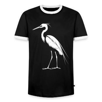 Heron Reiher - Men's Ringer Shirt - black/white - Front - AI Model Female 172 light (172cm) & AI Model Male 178 light (178cm)