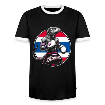 Drôle Muay Thai Boxe Monitor Lizzard Boxe - T-shirt contrasté Homme - noir/blanc - Devant - AI Model Female 172 light (172cm) & AI Model Male 178 light (178cm)