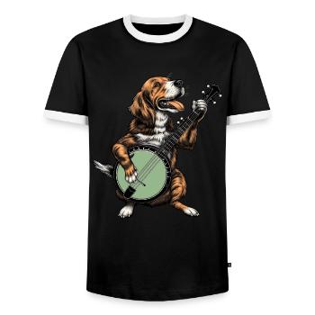 Coonhound Dog Joueur de banjo bluegrass - T-shirt contrasté Homme - noir/blanc - Devant - AI Model Female 172 light (172cm) & AI Model Male 178 light (178cm)