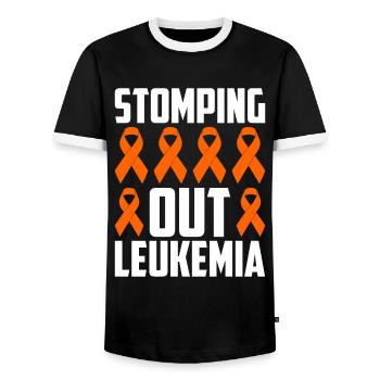leukemia awareness blood cancer fight - Men's Ringer Shirt - black/white - Front - AI Model Female 172 light (172cm) & AI Model Male 178 light (178cm)