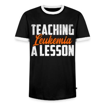 leukemia awareness blood cancer fight - Men's Ringer Shirt - black/white - Front - AI Model Female 172 light (172cm) & AI Model Male 178 light (178cm)