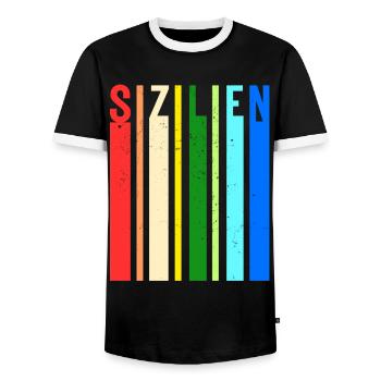 Sizilien Italien Urlaub Sicilia Idee - Männer Kontrast-T-Shirt - Schwarz/Weiß - Vorne - AI Model Female 172 light (172cm) & AI Model Male 178 light (178cm)