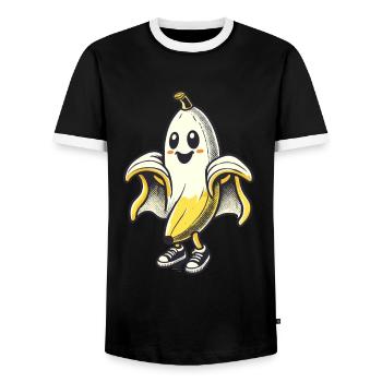 Lustige Geister Banane Boonana Gespenstische Party - Männer Kontrast-T-Shirt - Schwarz/Weiß - Vorne - AI Model Female 172 light (172cm) & AI Model Male 178 light (178cm)