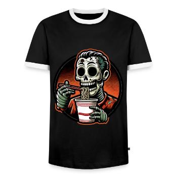 Zombie Ramen Noodles For Scary Movies Japanese - Men's Ringer Shirt - black/white - Front - AI Model Female 172 light (172cm) & AI Model Male 178 light (178cm)