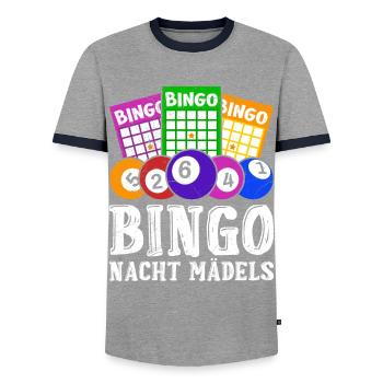 Bingo Lovers BINGO NIGHT GIRLS Funny - Men's Ringer Shirt - grey/navy  - Front - AI Model Female 172 light (172cm) & AI Model Male 178 light (178cm)