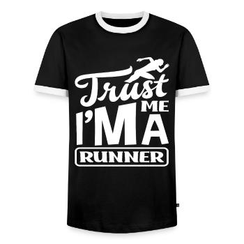 Vertrau Mir Ich Bin Ein Läufer - Männer Kontrast-T-Shirt - Schwarz/Weiß - Vorne - AI Model Female 172 light (172cm) & AI Model Male 178 light (178cm)