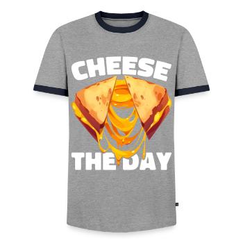 Grillkäse Gegrillter Käse Foodie Käse Sandwich - Männer Kontrast-T-Shirt - Grau/Navy  - Vorne - AI Model Female 172 light (172cm) & AI Model Male 178 light (178cm)