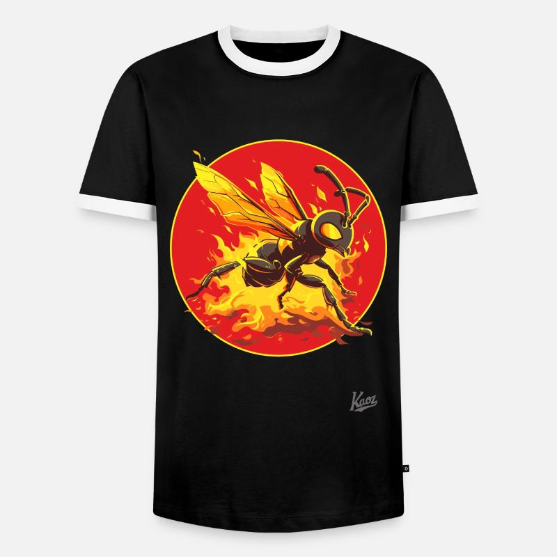 Burning Flying Ant - Men's Ringer Shirt - black/white
