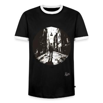 Tout seul - T-shirt contrasté Homme - noir/blanc - Devant - AI Model Female 172 light (172cm) & AI Model Male 178 light (178cm)
