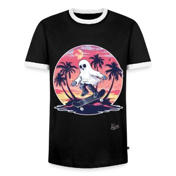 Skateboarding V ghosts - Men's Ringer Shirt - black/white - Front - AI Model Female 172 light (172cm) & AI Model Male 178 light (178cm)