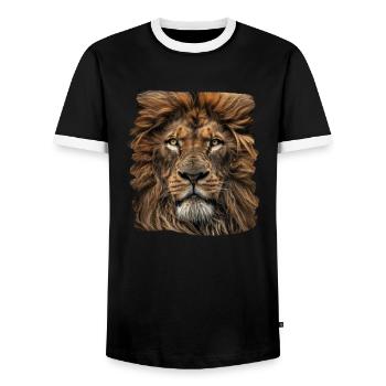 Lion Löwen Löwe - Männer Kontrast-T-Shirt - Schwarz/Weiß - Vorne - AI Model Female 172 light (172cm) & AI Model Male 178 light (178cm)
