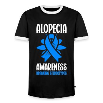 Alopécie areata Awareness Perte de cheveux - T-shirt contrasté Homme - noir/blanc - Devant - AI Model Female 172 light (172cm) & AI Model Male 178 light (178cm)