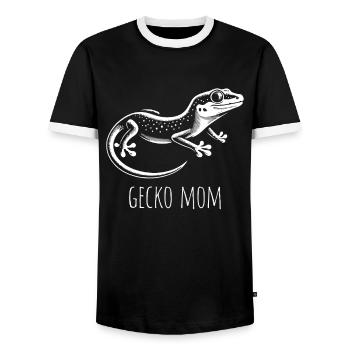 Reptile Love Gecko Mom Cute Gecko Mom - Männer Kontrast-T-Shirt - Schwarz/Weiß - Vorne - AI Model Female 172 light (172cm) & AI Model Male 178 light (178cm)