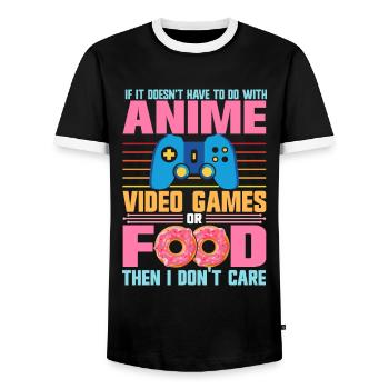 Anime Video Games or Food Manga Otaku Japanese - Men's Ringer Shirt - black/white - Front - AI Model Female 172 light (172cm) & AI Model Male 178 light (178cm)
