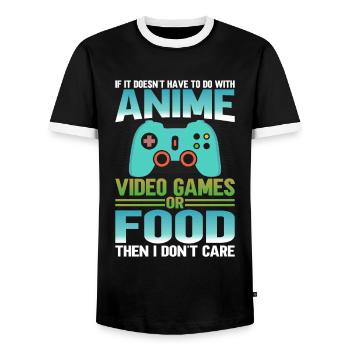 Anime Video Games or Food Manga Otaku Japanese - Men's Ringer Shirt - black/white - Front - AI Model Female 172 light (172cm) & AI Model Male 178 light (178cm)
