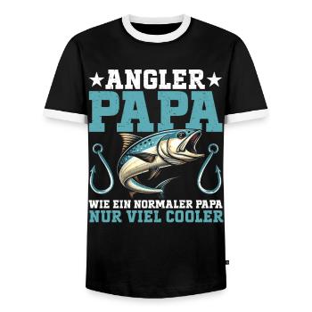 Angler Papa Angelrute Witziges Vatertag Fischer - Männer Kontrast-T-Shirt - Schwarz/Weiß - Vorne - AI Model Female 172 light (172cm) & AI Model Male 178 light (178cm)