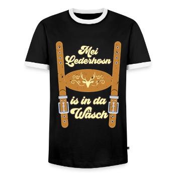 Le festival folklorique de Munich MEI LEDERHOSN EST À DA WÄSCH - T-shirt contrasté Homme - noir/blanc - Devant - AI Model Female 172 light (172cm) & AI Model Male 178 light (178cm)