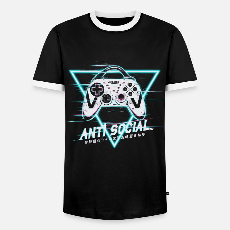 Gaming Controller Glitch Design - Männer Kontrast-T-Shirt - Schwarz/Weiß